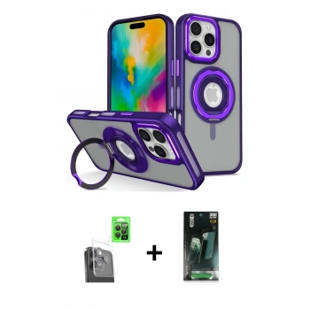 MARSİLYAN™- iPhone 16 Pro Kılıf Nova Minimal Serisi - Siyah 360 Mat Full Body Arka Koruyucu + Raze Metal Kamera Lens - SH