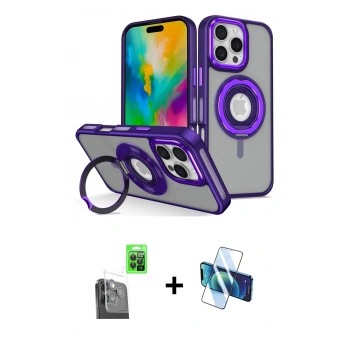 MARSİLYAN™- iPhone 16 Pro Kılıf Nova Minimal Serisi - Siyah 3D Antistatik Cam Ekran Koruyucu + Raze Metal Kamera Lens - SH