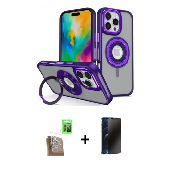 MARSİLYAN™- iPhone 16 Pro Kılıf Nova Minimal Serisi - Siyah 3D Antistatik Hayalet Cam Ekran Koruyucu + Raze Metal Kamera Lens - CLTM