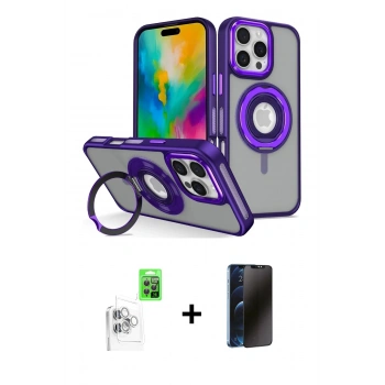 MARSİLYAN™- iPhone 16 Pro Kılıf Nova Minimal Serisi - Siyah 3D Antistatik Hayalet Cam Ekran Koruyucu + Raze Metal Kamera Lens - BZ