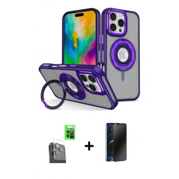 MARSİLYAN™- iPhone 16 Pro Kılıf Nova Minimal Serisi - Siyah 3D Antistatik Hayalet Cam Ekran Koruyucu + Raze Metal Kamera Lens - SH
