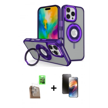 MARSİLYAN™- iPhone 16 Pro Kılıf Nova Minimal Serisi - Siyah 3D Antistatik Mat Seramik Nano Ekran Koruyucu + Raze Metal Kamera Lens - CLTM