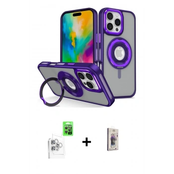 MARSİLYAN™- iPhone 16 Pro Kılıf Nova Minimal Serisi - Siyah Bilvis 3D Cam Ekran Koruyucu + Raze Metal Kamera Lens - BZ