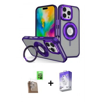 MARSİLYAN™- iPhone 16 Pro Kılıf Nova Minimal Serisi - Siyah Bilvis 5in1 3D Magic Cam Ekran Koruyucu + Raze Metal Kamera Lens - CLTM