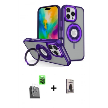 MARSİLYAN™- iPhone 16 Pro Kılıf Nova Minimal Serisi - Siyah Bilvis Hayalet Cam Ekran Koruyucu + Raze Metal Kamera Lens - SH