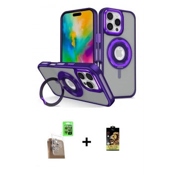 MARSİLYAN™- iPhone 16 Pro Kılıf Nova Minimal Serisi - Siyah Buffer Cam Ekran Koruyucu + Raze Metal Kamera Lens - CLTM