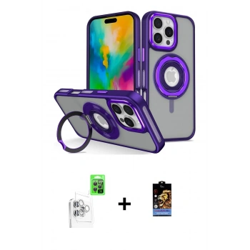 MARSİLYAN™- iPhone 16 Pro Kılıf Nova Minimal Serisi - Siyah Buffer Hayalet Cam Ekran Koruyucu + Raze Metal Kamera Lens - BZ