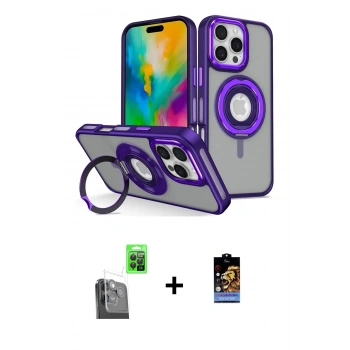 MARSİLYAN™- iPhone 16 Pro Kılıf Nova Minimal Serisi - Siyah Buffer Hayalet Cam Ekran Koruyucu + Raze Metal Kamera Lens - SH