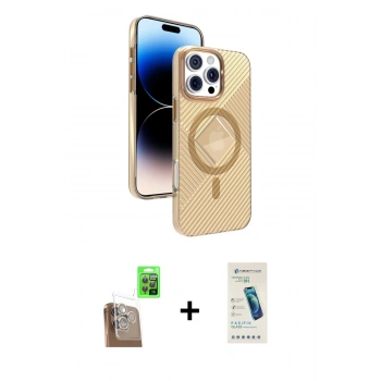 MARSİLYAN™- iPhone 16 Pro Kılıf Nova Modern Prime - Şeffaf Pasifik Cam Ekran Koruyucu + Raze Metal Kamera Lens - CLTM