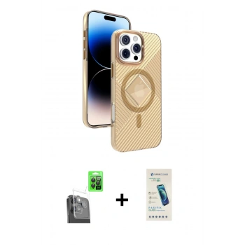 MARSİLYAN™- iPhone 16 Pro Kılıf Nova Modern Prime - Şeffaf Pasifik Cam Ekran Koruyucu + Raze Metal Kamera Lens - SH