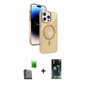 MARSİLYAN™- iPhone 16 Pro Kılıf Nova Modern Prime - Siyah 360 Mat Full Body Arka Koruyucu + Raze Metal Kamera Lens - SH