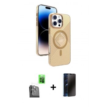 MARSİLYAN™- iPhone 16 Pro Kılıf Nova Modern Prime - Siyah 3D Antistatik Hayalet Cam Ekran Koruyucu + Raze Metal Kamera Lens - SH