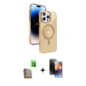 MARSİLYAN™- iPhone 16 Pro Kılıf Nova Modern Prime - Siyah 3D Antistatik Mat Seramik Nano Ekran Koruyucu + Raze Metal Kamera Lens - CLTM