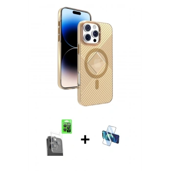 MARSİLYAN™- iPhone 16 Pro Kılıf Nova Modern Prime - Siyah 3D Antistatik Seramik Nano Ekran Koruyucu + Raze Metal Kamera Lens - SH