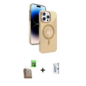 MARSİLYAN™- iPhone 16 Pro Kılıf Nova Modern Prime - Siyah Bilvis 0.18mm Plus Cam Ekran Koruyucu + Raze Metal Kamera Lens - CLTM