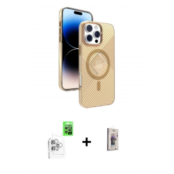 MARSİLYAN™- iPhone 16 Pro Kılıf Nova Modern Prime - Siyah Bilvis 3D Cam Ekran Koruyucu + Raze Metal Kamera Lens - BZ