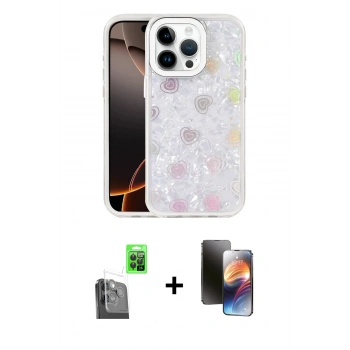 MARSİLYAN™- iPhone 16 Pro Kılıf Odak Prime - Siyah 3D Antistatik Mat Seramik Nano Ekran Koruyucu + Raze Metal Kamera Lens - SH