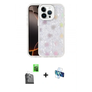 MARSİLYAN™- iPhone 16 Pro Kılıf Odak Prime - Siyah 3D Antistatik Seramik Nano Ekran Koruyucu + Raze Metal Kamera Lens - SH