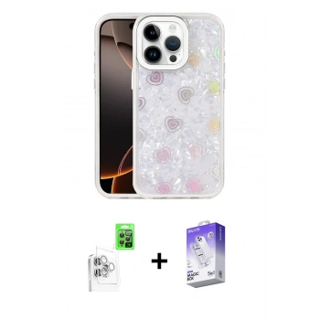MARSİLYAN™- iPhone 16 Pro Kılıf Odak Prime - Siyah Bilvis 5in1 3D Magic Cam Ekran Koruyucu + Raze Metal Kamera Lens - BZ