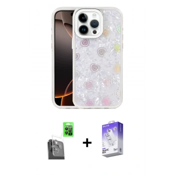 MARSİLYAN™- iPhone 16 Pro Kılıf Odak Prime - Siyah Bilvis 5in1 3D Magic Cam Ekran Koruyucu + Raze Metal Kamera Lens - SH