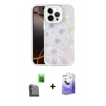 MARSİLYAN™- iPhone 16 Pro Kılıf Odak Prime - Siyah Bilvis 5in1 5D Magic Hayalet Cam Ekran Koruyucu + Raze Metal Kamera Lens - SH