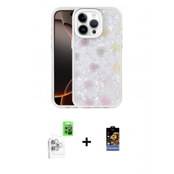 MARSİLYAN™- iPhone 16 Pro Kılıf Odak Prime - Siyah Buffer Hayalet Cam Ekran Koruyucu + Raze Metal Kamera Lens - BZ