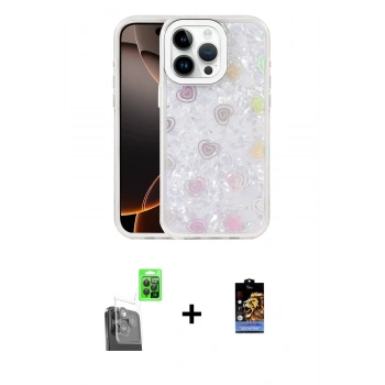 MARSİLYAN™- iPhone 16 Pro Kılıf Odak Prime - Siyah Buffer Hayalet Cam Ekran Koruyucu + Raze Metal Kamera Lens - SH