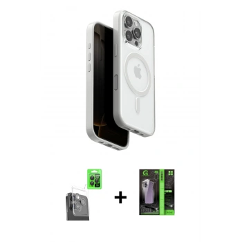 MARSİLYAN™- iPhone 16 Pro Kılıf Pusula Form Serisi - Şeffaf 360 Full Body Arka Koruyucu + Raze Metal Kamera Lens - SH