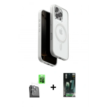 MARSİLYAN™- iPhone 16 Pro Kılıf Pusula Form Serisi - Siyah 360 Mat Full Body Arka Koruyucu + Raze Metal Kamera Lens - SH