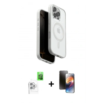 MARSİLYAN™- iPhone 16 Pro Kılıf Pusula Form Serisi - Siyah 3D Antistatik Mat Seramik Nano Ekran Koruyucu + Raze Metal Kamera Lens - BZ