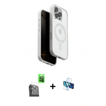 MARSİLYAN™- iPhone 16 Pro Kılıf Pusula Form Serisi - Siyah 3D Antistatik Seramik Nano Ekran Koruyucu + Raze Metal Kamera Lens - SH
