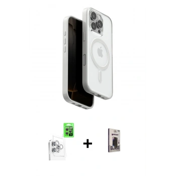 MARSİLYAN™- iPhone 16 Pro Kılıf Pusula Form Serisi - Siyah Bilvis Hayalet Cam Ekran Koruyucu + Raze Metal Kamera Lens - BZ