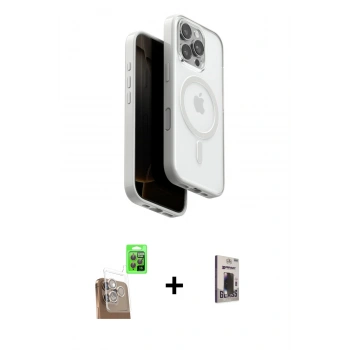 MARSİLYAN™- iPhone 16 Pro Kılıf Pusula Form Serisi - Siyah Bilvis Hayalet Cam Ekran Koruyucu + Raze Metal Kamera Lens - CLTM