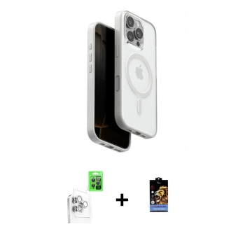 MARSİLYAN™- iPhone 16 Pro Kılıf Pusula Form Serisi - Siyah Buffer Hayalet Cam Ekran Koruyucu + Raze Metal Kamera Lens - BZ