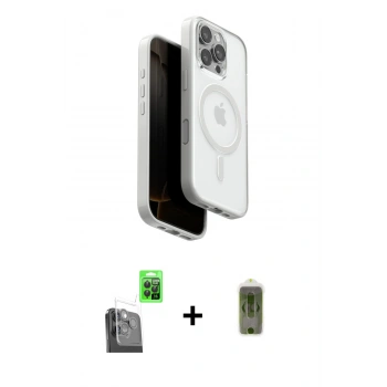 MARSİLYAN™- iPhone 16 Pro Kılıf Pusula Form Serisi - Siyah Joko Magic 5D Hayalet Cam + Raze Metal Kamera Lens - SH