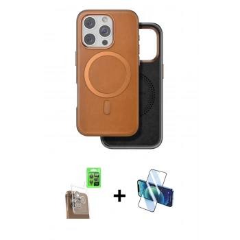 MARSİLYAN™- iPhone 16 Pro Kılıf Pusula Işık Koleksiyonu - Siyah 3D Antistatik Cam Ekran Koruyucu + Raze Metal Kamera Lens - CLTM