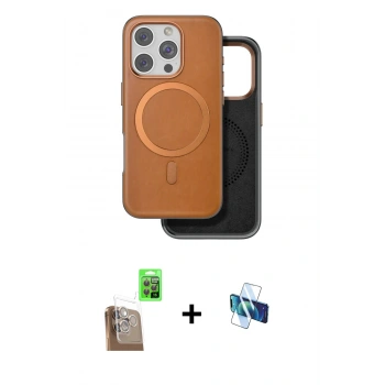 MARSİLYAN™- iPhone 16 Pro Kılıf Pusula Işık Koleksiyonu - Siyah 3D Antistatik Seramik Nano Ekran Koruyucu + Raze Metal Kamera Lens - CLTM