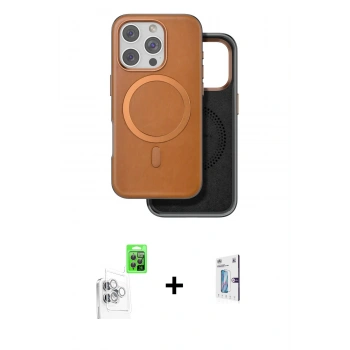 MARSİLYAN™- iPhone 16 Pro Kılıf Pusula Işık Koleksiyonu - Siyah Bilvis 0.18mm Plus Cam Ekran Koruyucu + Raze Metal Kamera Lens - BZ