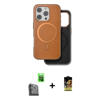 MARSİLYAN™- iPhone 16 Pro Kılıf Pusula Işık Koleksiyonu - Siyah Buffer Cam Ekran Koruyucu + Raze Metal Kamera Lens - SH