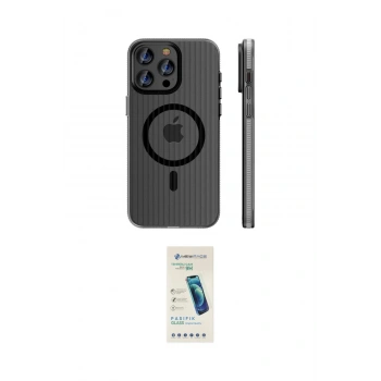 MARSİLYAN™- iPhone 16 Pro Kılıf Pusula Minimal Koleksiyonu - Şeffaf Pasifik Cam Ekran Koruyucu