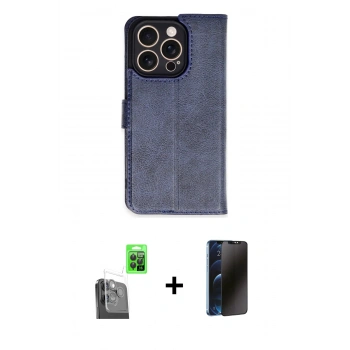 MARSİLYAN™- iPhone 16 Pro Kılıf Siluet Işık Serisi - Siyah 3D Antistatik Hayalet Cam Ekran Koruyucu + Raze Metal Kamera Lens - SH