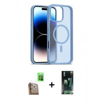 MARSİLYAN™- iPhone 16 Pro Kılıf Siluet Minimal Prime - Siyah 360 Mat Full Body Arka Koruyucu + Raze Metal Kamera Lens - CLTM