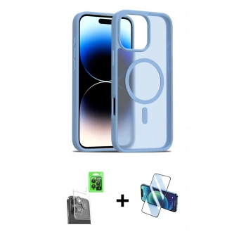 MARSİLYAN™- iPhone 16 Pro Kılıf Siluet Minimal Prime - Siyah 3D Antistatik Cam Ekran Koruyucu + Raze Metal Kamera Lens - SH