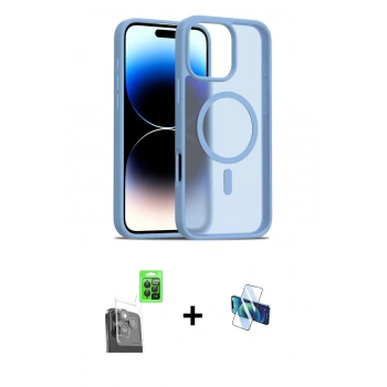 MARSİLYAN™- iPhone 16 Pro Kılıf Siluet Minimal Prime - Siyah 3D Antistatik Seramik Nano Ekran Koruyucu + Raze Metal Kamera Lens - SH