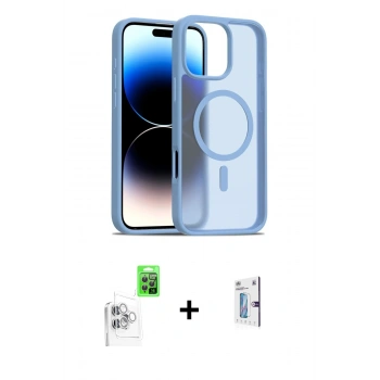 MARSİLYAN™- iPhone 16 Pro Kılıf Siluet Minimal Prime - Siyah Bilvis 0.18mm Plus Cam Ekran Koruyucu + Raze Metal Kamera Lens - BZ