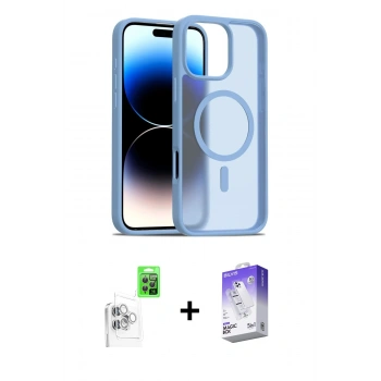 MARSİLYAN™- iPhone 16 Pro Kılıf Siluet Minimal Prime - Siyah Bilvis 5in1 3D Magic Cam Ekran Koruyucu + Raze Metal Kamera Lens - BZ