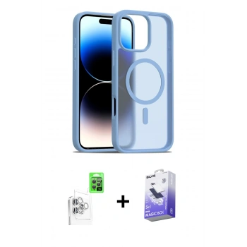 MARSİLYAN™- iPhone 16 Pro Kılıf Siluet Minimal Prime - Siyah Bilvis 5in1 5D Magic Hayalet Cam Ekran Koruyucu + Raze Metal Kamera Lens - BZ