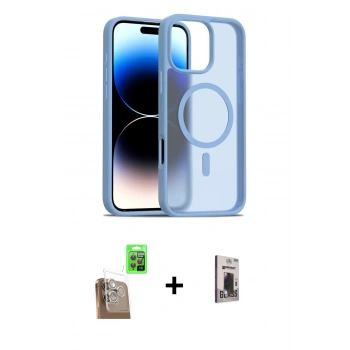 MARSİLYAN™- iPhone 16 Pro Kılıf Siluet Minimal Prime - Siyah Bilvis Hayalet Cam Ekran Koruyucu + Raze Metal Kamera Lens - CLTM