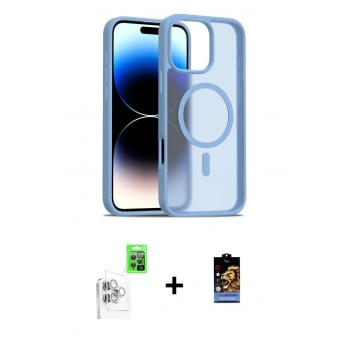 MARSİLYAN™- iPhone 16 Pro Kılıf Siluet Minimal Prime - Siyah Buffer Hayalet Cam Ekran Koruyucu + Raze Metal Kamera Lens - BZ