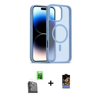 MARSİLYAN™- iPhone 16 Pro Kılıf Siluet Minimal Prime - Siyah Buffer Hayalet Cam Ekran Koruyucu + Raze Metal Kamera Lens - SH